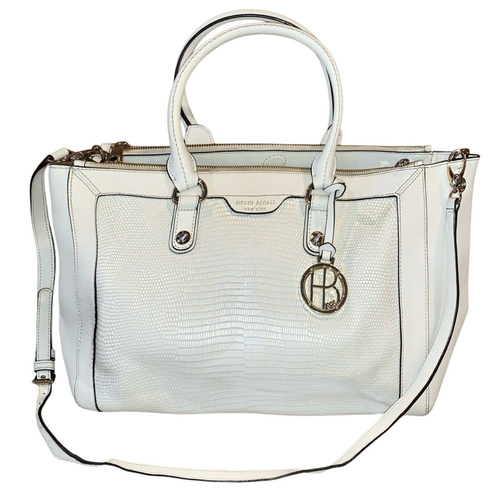 Henri Bendel West 57th Lizard Satchel Leather Tote